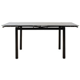 Masa de sufragerie extensibila Finn sticla 8mm picioare, negre, 110-170x70x75 cm