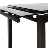 Masa de sufragerie extensibila Finn sticla 8mm picioare, negre, 110-170x70x75 cm