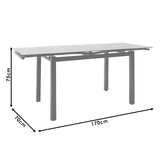 Masa de sufragerie extensibila Finn sticla 8mm picioare, negre, 110-170x70x75 cm