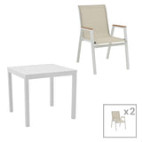 Masa de sufragerie Kliton - Azelie set de 3 aluminiu, alb, 80x80x74 cm