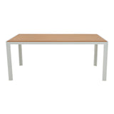 Masa de sufragerie Nares-Azelie B set de 7 alb aluminiu si placaj, Natural, 180x90x72 cm
