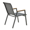 Masa de sufragerie Nares-Azelie C set 5 aluminiu antracit si textilena cu placaj, Natural, 140x80x72 cm, detaliu produs