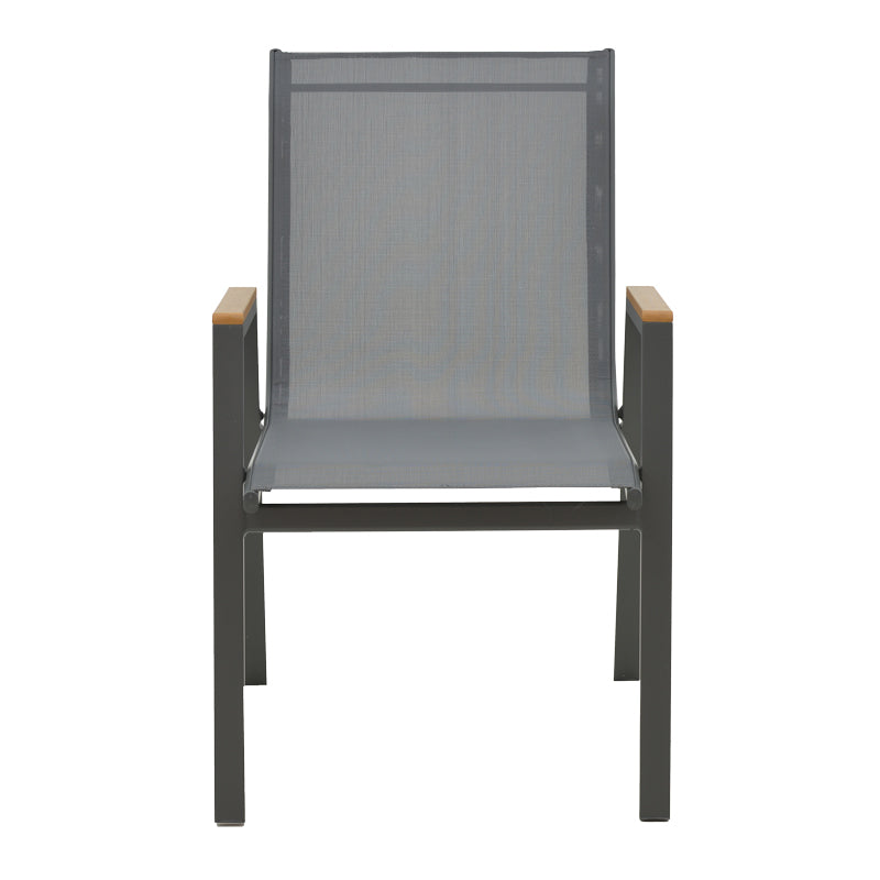 Masa de sufragerie Nares-Azelie C set 5 aluminiu antracit si textilena cu placaj, Natural, 140x80x72 cm, foto produs