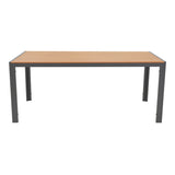 Masa de sufragerie Nares-Azelie set 7 antracit aluminiu si placaj, Natural, 180x90x72 cm