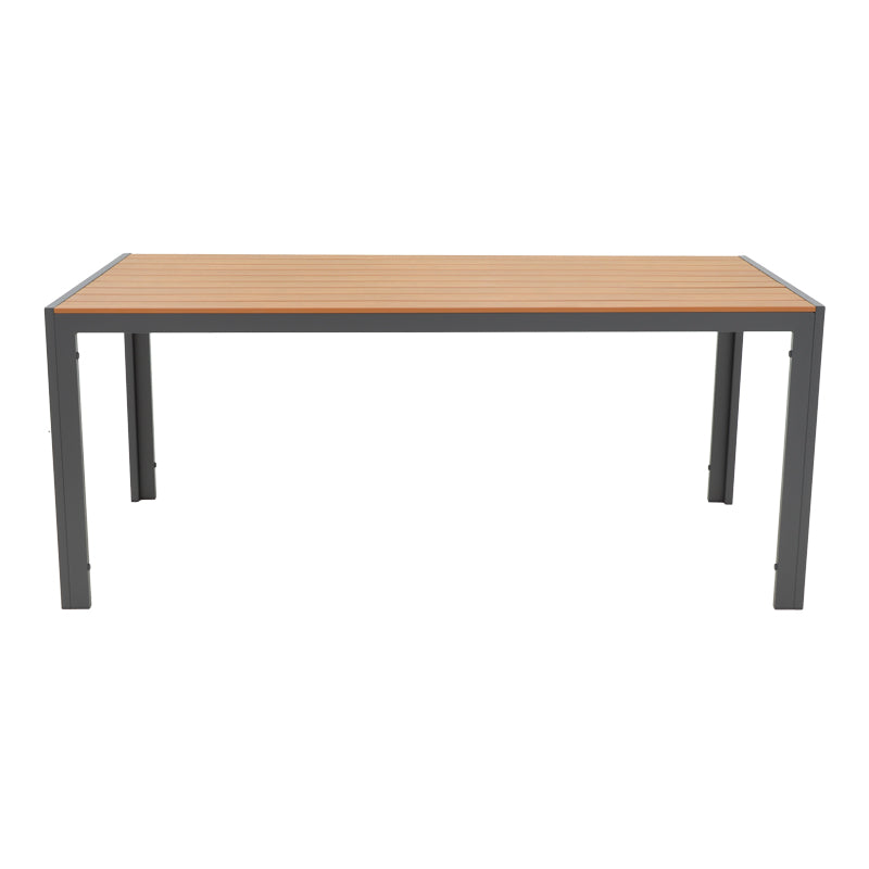Masa de sufragerie Nares-Azelie set 7 antracit aluminiu si placaj, Natural, 180x90x72 cm, detaliu produs