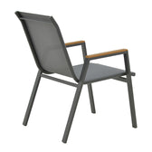 Masa de sufragerie Nares-Azelie set 7 antracit aluminiu si placaj, Natural, 180x90x72 cm, foto produs 7