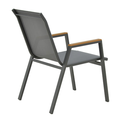 Masa de sufragerie Nares-Azelie set 7 antracit aluminiu si placaj, Natural, 180x90x72 cm, foto produs 7