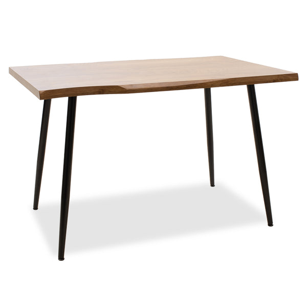 Masa de sufragerie neve MDF nuc - picioare metalice, negre, 120x80x75 cm