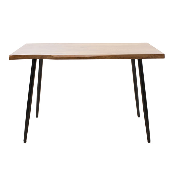 Masa de sufragerie neve MDF nuc - picioare metalice, negre, 120x80x75 cm