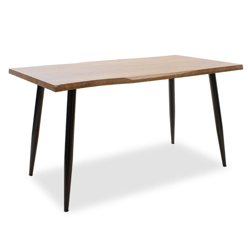 Masa de sufragerie neve MDF nuc - picioare metalice, negre, 140x80x75 cm