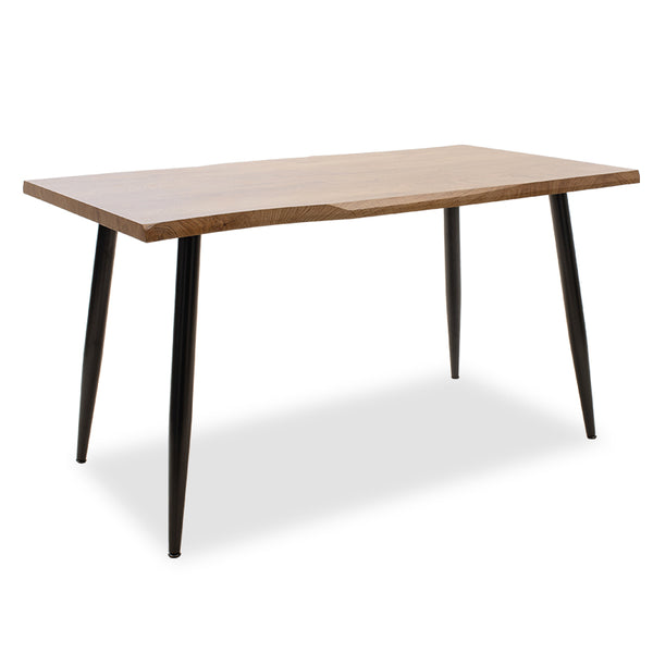 Masa de sufragerie neve MDF nuc - picioare metalice, negre, 140x80x75 cm