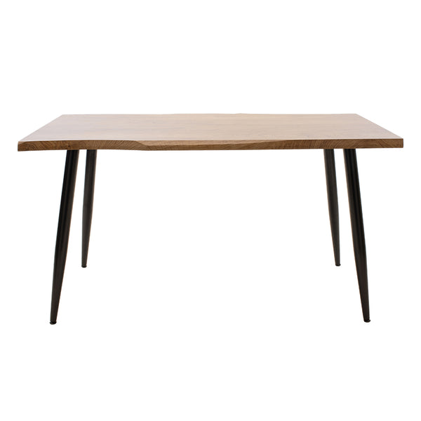 Masa de sufragerie neve MDF nuc - picioare metalice, negre, 140x80x75 cm