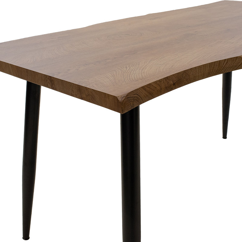 Masa de sufragerie neve MDF nuc - picioare metalice, negre, 140x80x75 cm