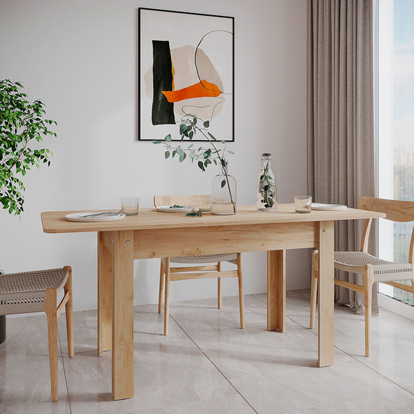 Masa de sufragerie Quiin extensibila, stejar, 120-174x70x74 cm