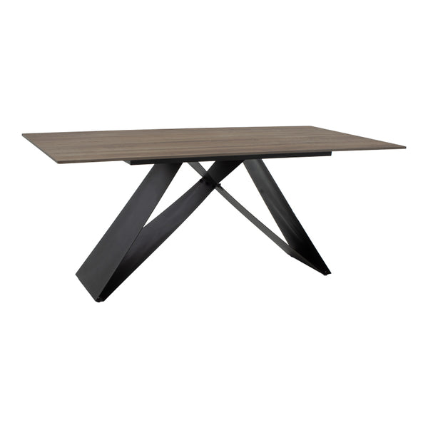 Masă de sufragerie Sabrina cu suprafață din piatră sinterizată, Material: Imitație nuc și metal, negru, 180x90x75 cm