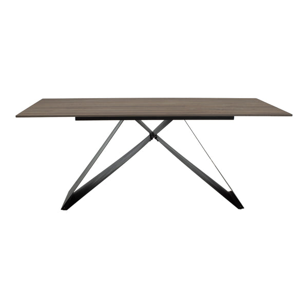Masă de sufragerie Sabrina cu suprafață din piatră sinterizată, Material: Imitație nuc și metal, negru, 180x90x75 cm