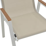Masa de sufragerie Synergy-Azelie set 3 alb aluminiu si placaj, Natural, 80x80x74 cm