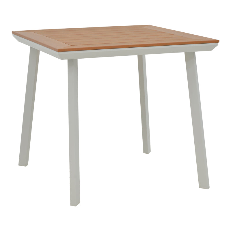Masa de sufragerie Synergy-Azelie set 3 alb aluminiu si placaj, Natural, 80x80x74 cm, foto produs 10