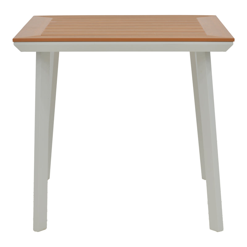 Masa de sufragerie Synergy-Azelie set 3 alb aluminiu si placaj, Natural, 80x80x74 cm, foto produs 11