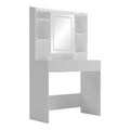 Masa de toaleta cu LED Efilia, Alb, Lemn, 90x40x145 cm
