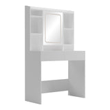 Masa de toaleta cu LED Efilia, Lemn, Alb, 90x40x145 cm