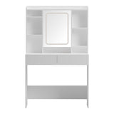 Masa de toaleta cu LED Efilia, Lemn, Alb, 90x40x145 cm