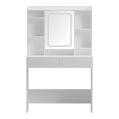 Masa de toaleta cu LED Efilia, Alb, Lemn, 90x40x145 cm, imagine suplimentara