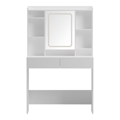 Masa de toaleta cu LED Efilia, Alb, Lemn, 90x40x145 cm, imagine suplimentara