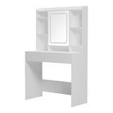 Masa de toaleta cu LED Efilia, Lemn, Alb, 90x40x145 cm