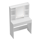 Masa de toaleta cu LED Efilia, Lemn, Alb, 90x40x145 cm