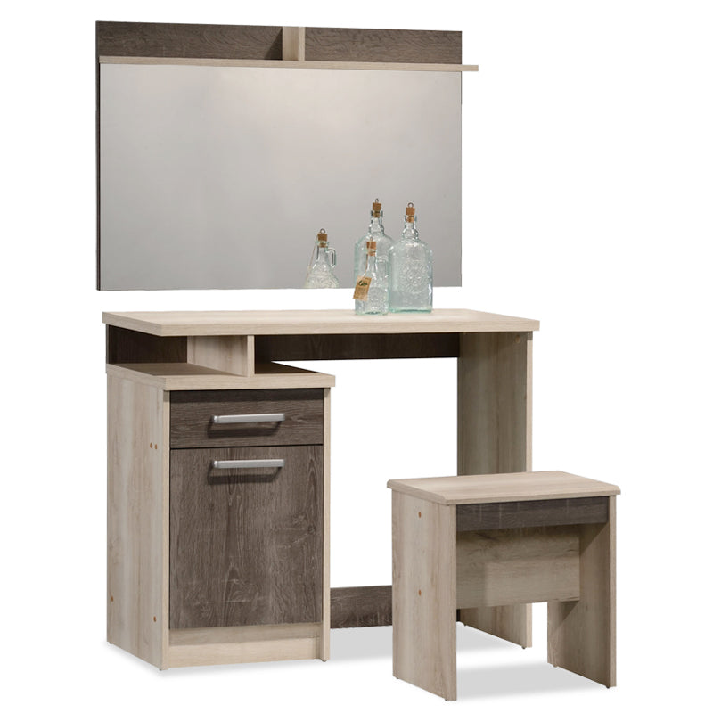Masa de toaleta MDF Olympus 90x75x39 cm cu oglinda, 80x50 cm - Natural