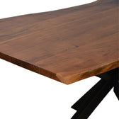 Masă din lemn masiv Lenoua, Lemn Acacia & Metal, Nuc, 180x90x76 cm, detaliu produs