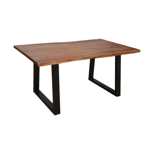 Masa Boho Miles, Lemn de salcam grosime 3 cm, Natural - Nuc, 140x80x76 cm