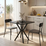 Masa dining Arenya, Metal, 70x70x72 cm - Negru-Marmura