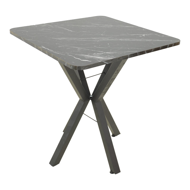 Masa dining Arenya, Metal, 70x70x72 cm - Negru-Marmura