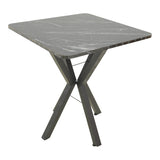 Masa dining Arenya, Metal, 70x70x72 cm - Negru-Marmura