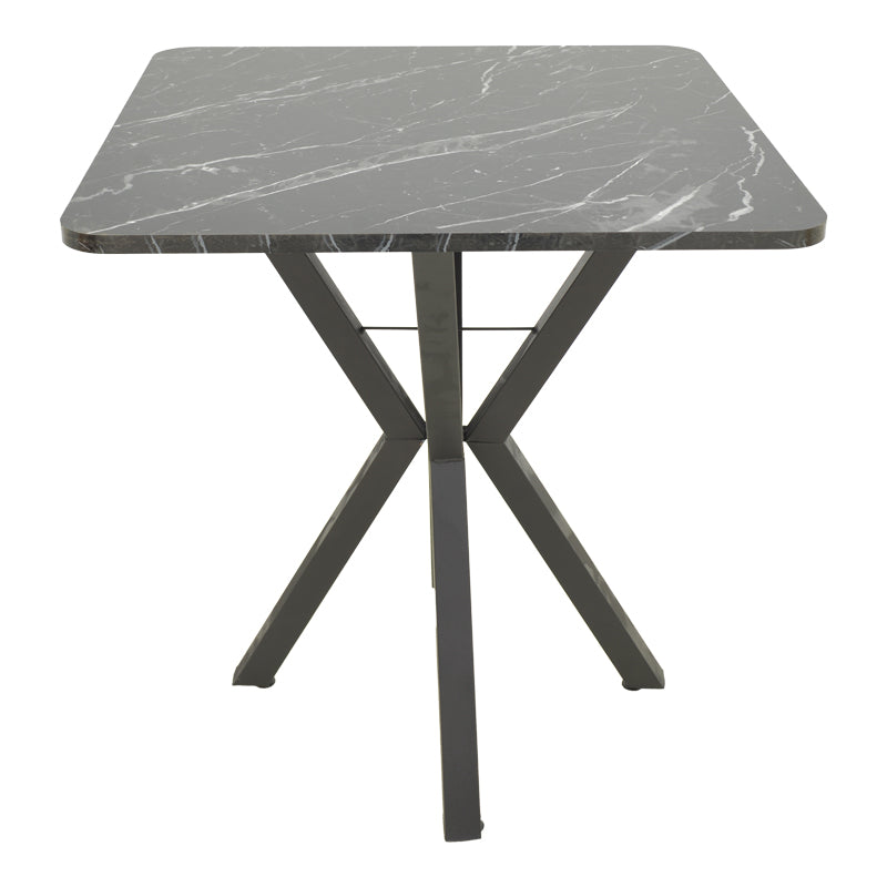 Masa dining Arenya, Metal, 70x70x72 cm - Negru-Marmura