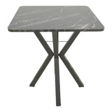 Masa dining Arenya, Metal, 70x70x72 cm - Negru-Marmura