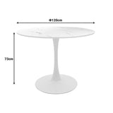 Masa dining Balou, Aspect marmura, D120x73 cm - Alb