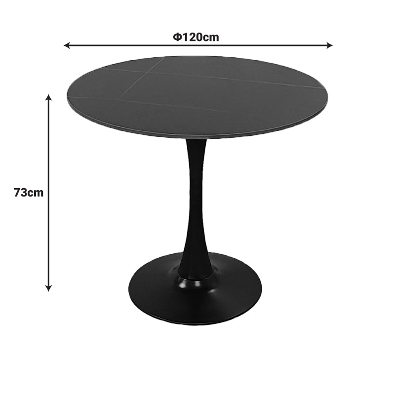 Masa dining Balou, Aspect marmura, D120x73 cm - Negru