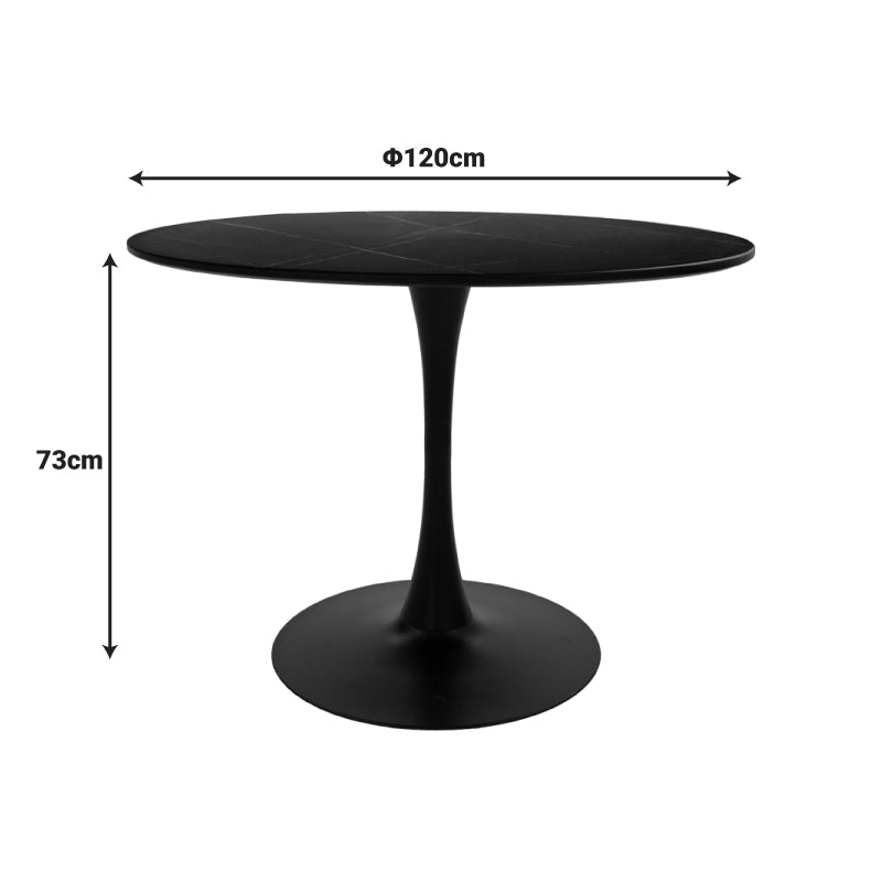 Masa dining Balou, Aspect marmura, D120x73 cm - Negru