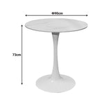 Masa dining Balou, Aspect marmura, D90x73 cm - Alb