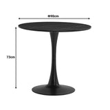 Masa dining Balou, Aspect marmura, D90x73 cm - Negru
