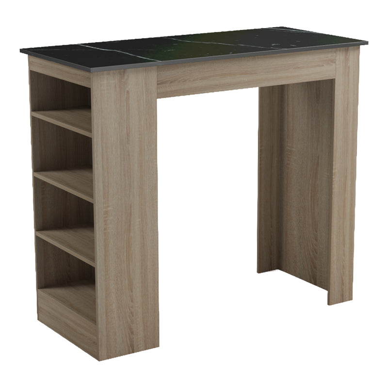 Masa dining Bar table Riff, Aspect marmura, 120x55x105 cm - Negru