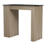 Masa dining Bar table Riff, Aspect marmura, 120x55x105 cm - Negru