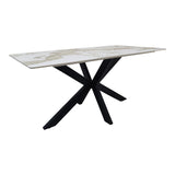 Masa dining Bethan, Aspect marmura, 160x80x75 cm - Alb