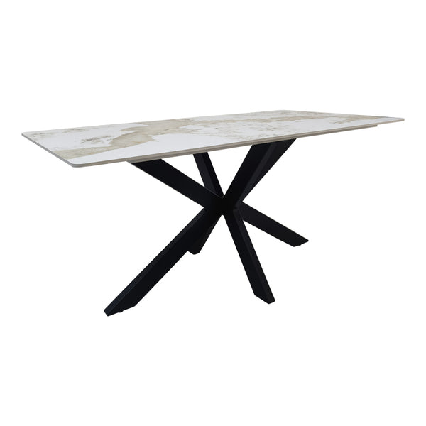 Masa dining Bethan, Aspect, Alb - Negru, 160x80x75 cm