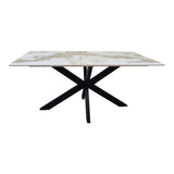 Masa dining Bethan, Aspect marmura, 160x80x75 cm - Alb