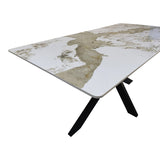 Masa dining Bethan, Aspect marmura, 160x80x75 cm - Alb