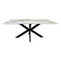 Masa dining Bethan, Aspect marmura, Alb, 180x90x75 cm, imagine ambient